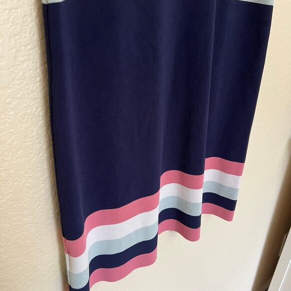 Ted Baker Colour by Numbers “Origami” Striped Knit Polo Dress Navy Pink Size 1 - Picture 12 of 12